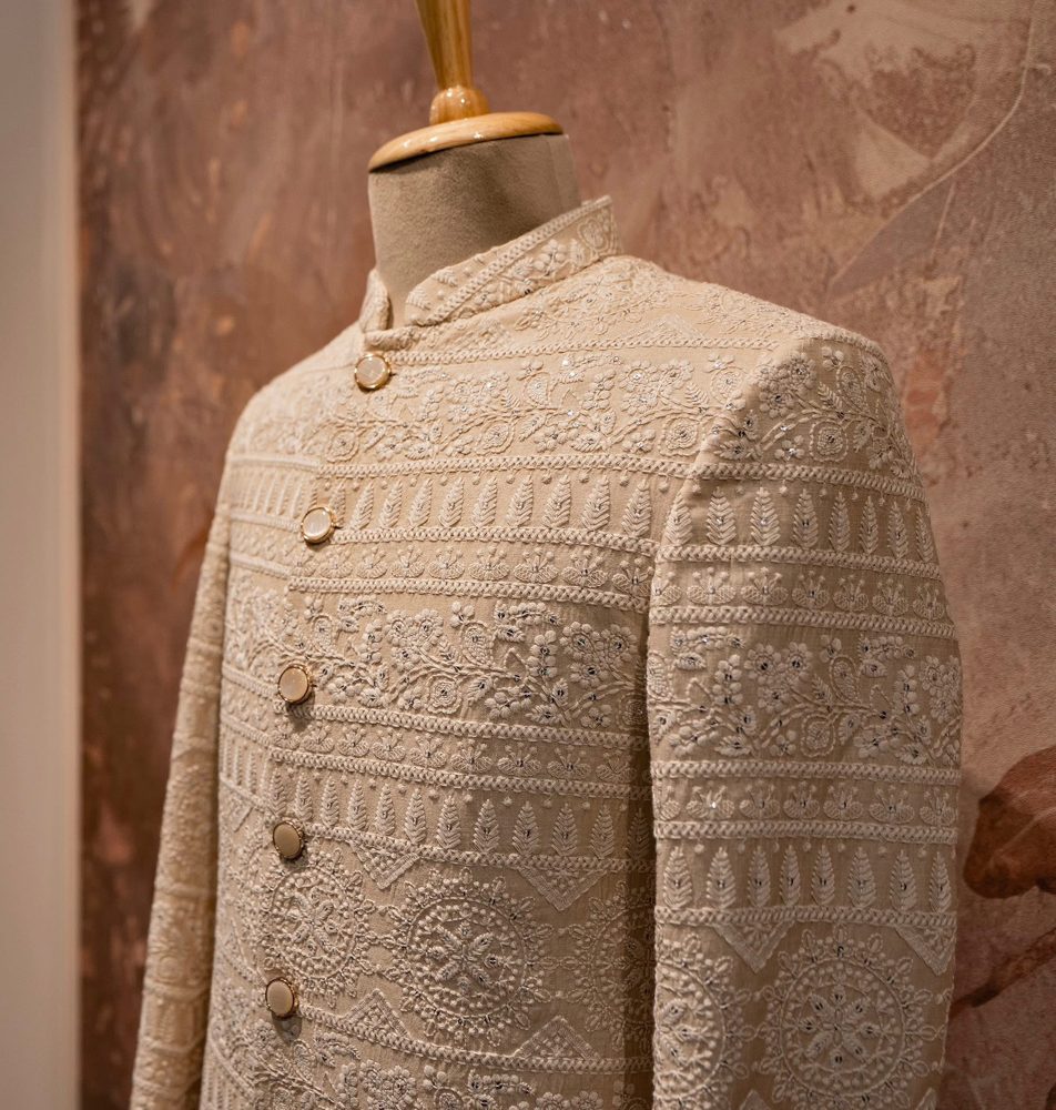 Aarya Sinhala jacket with fine ivory embroidery